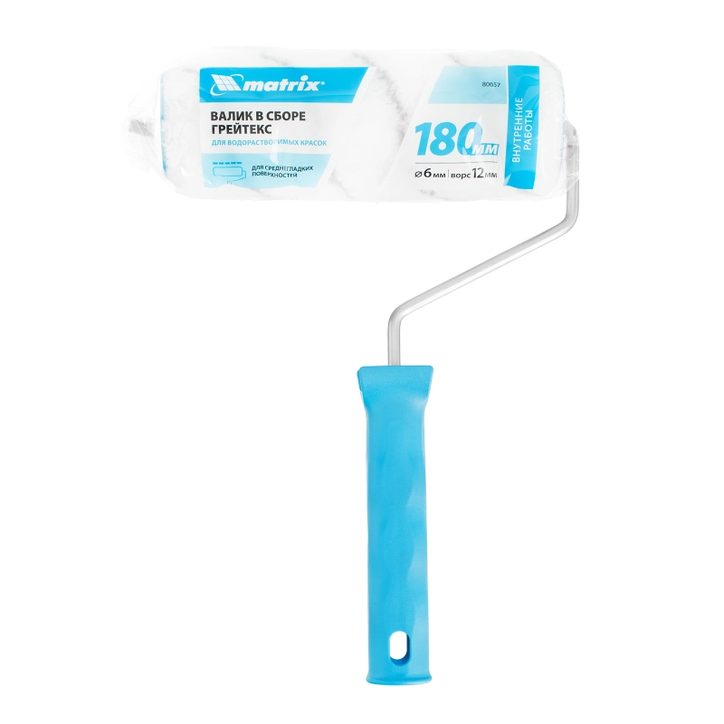 Валик "Грейтекс", 180 мм, ворс 12 мм, D 48 мм, D ручки 6 мм, полиакрил Matrix (80657)
