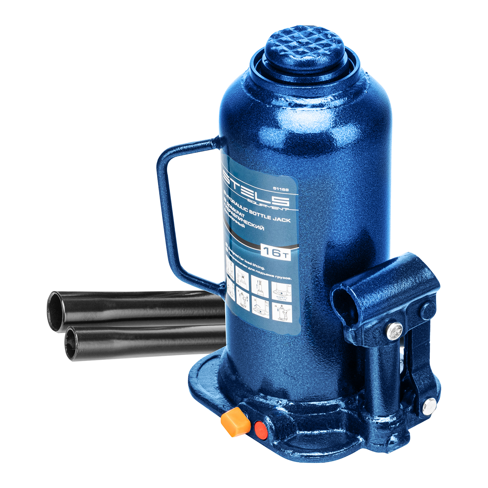 Домкрат гидравлический бутылочный, 16 т, h подъема 227-457 мм Stels (51168)