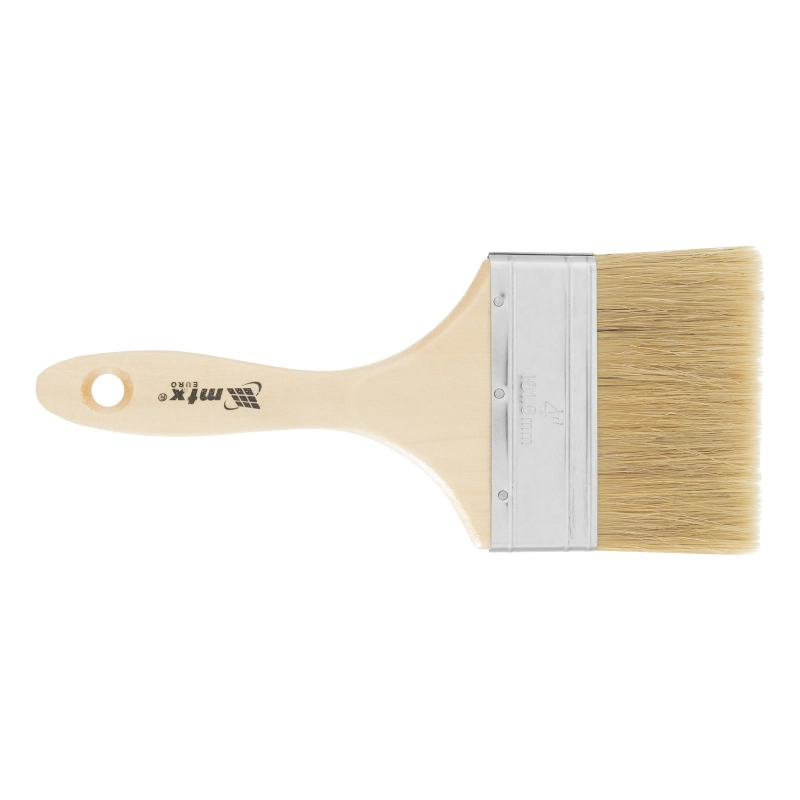 Кисть плоская "Евро" 4", натуральная щетина, деревянная ручка MTX (83057)