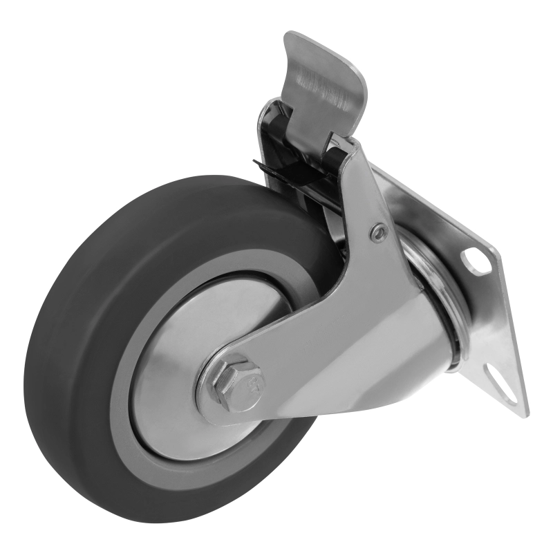 Колесо поворотное с тормозом D 100 мм, крепление  платформенное Сибртех (68721)