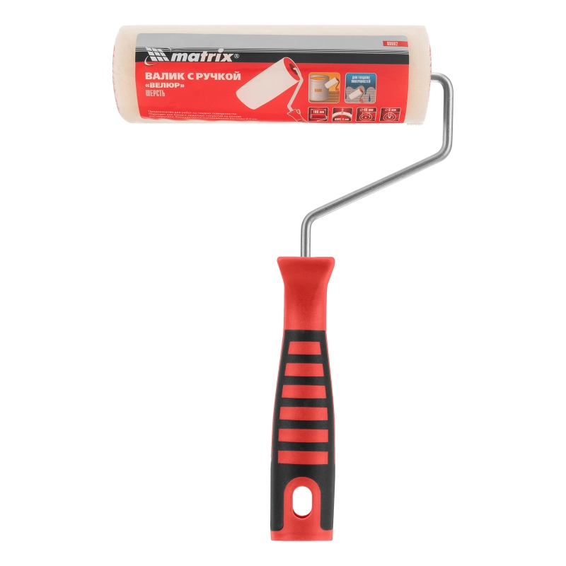 Валик "Велюр" с двухкомпонентной ручкой, 180 мм, ворс 4 мм, D 48 мм, D ручки 6 мм, шерсть Matrix (80662)