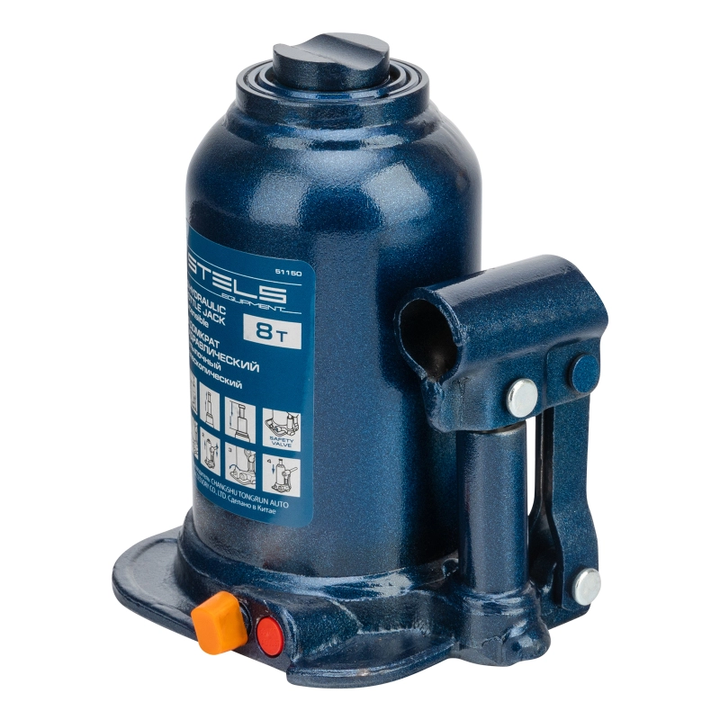 Домкрат гидравлический бутылочный телескопический, 8 т, подъем 180-410 мм Stels (51150)