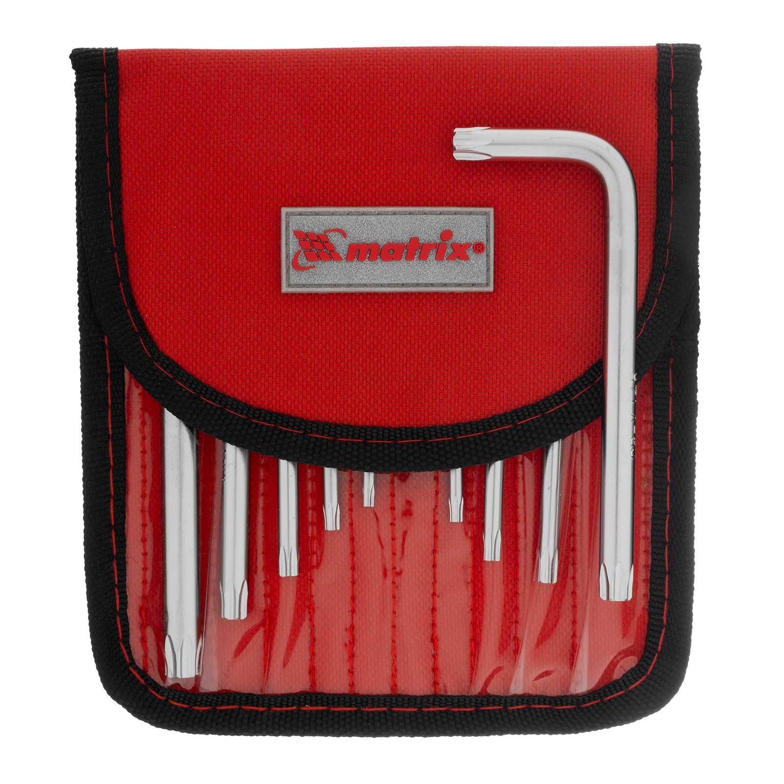 Набор ключей имбусовых Torx -Torx Tamper: 9 шт, T10-T50, CrV, коротких, с сатиновым покрытием, чехол Matrix (12312)