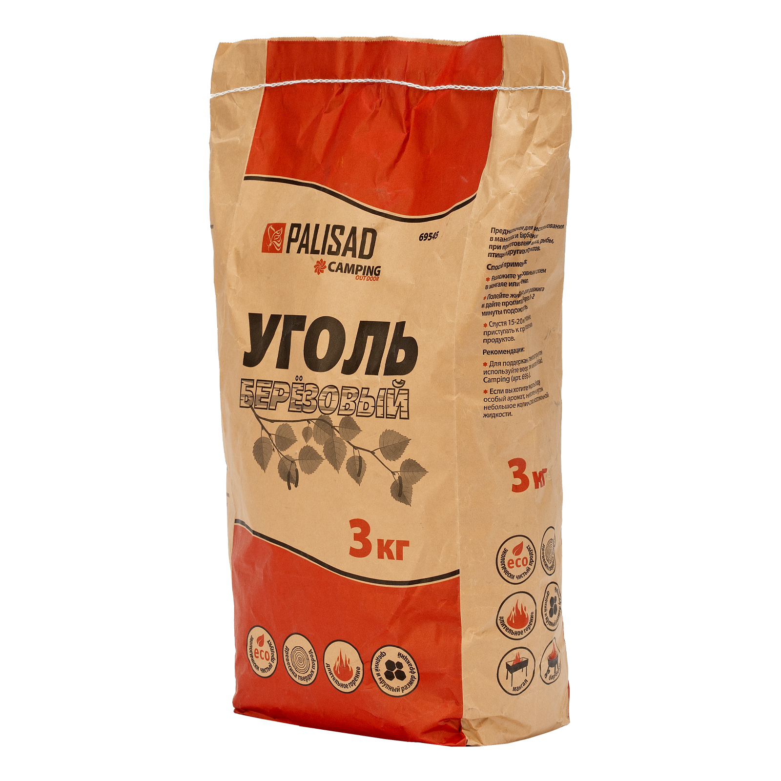 Уголь березовый, 3 кг Camping Palisad (69545)