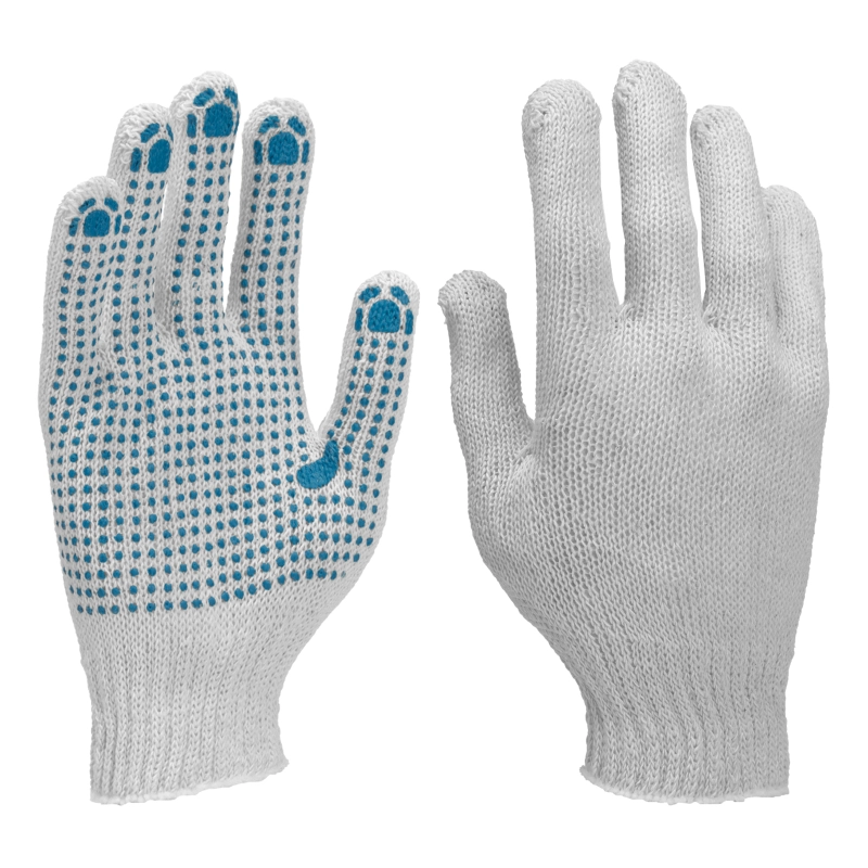 Перчатки х/б, ПВХ покрытие, "Точка", 5 пар в упаковке, 7 класс (67718)