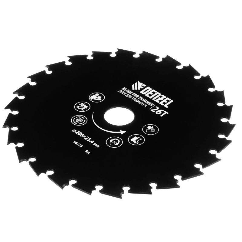 Диск для триммера c долотообразной формой зуба, 200 х 25,4 26 зубов Denzel (96379)