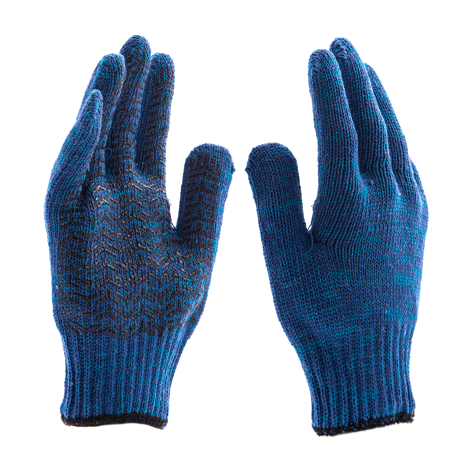 Перчатки трикотажные усиленные, гелевое ПВХ-покрытие, 7 класс, синие Сибртех (68183)