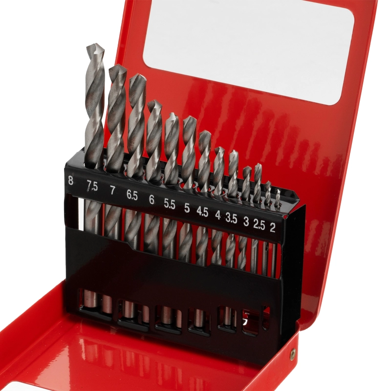 Набор сверл по металлу, 2-8 мм (через 0.5 мм) HSS 13 шт, металлическая коробка, цилиндрический хвостовик Matrix (72387)