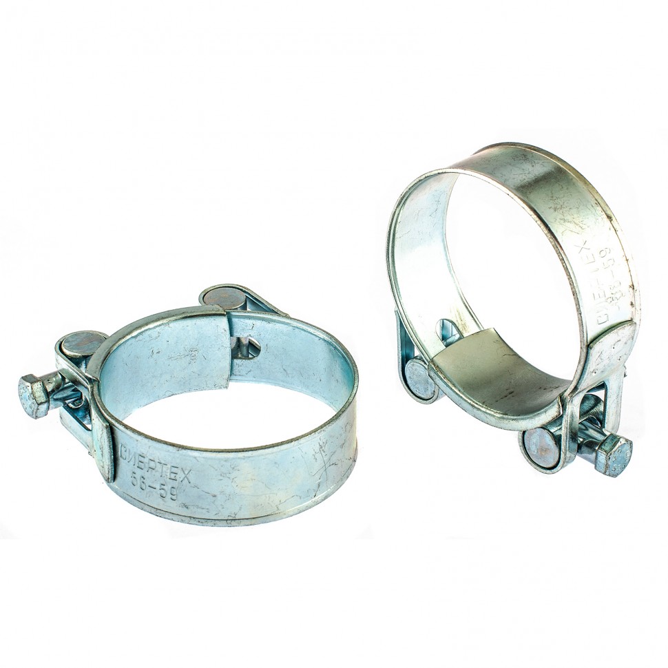 Хомуты металлические, силовые 56-59 мм, ширина 22 мм, шарнирный, W1, 2 шт Сибртех (47543)