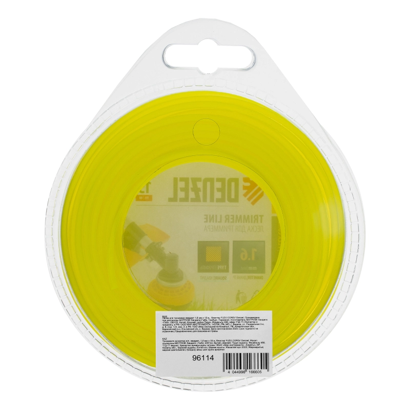 Леска для триммера квадрат 1.6 мм х 15 м, блистер Flex cord Denzel (96114)