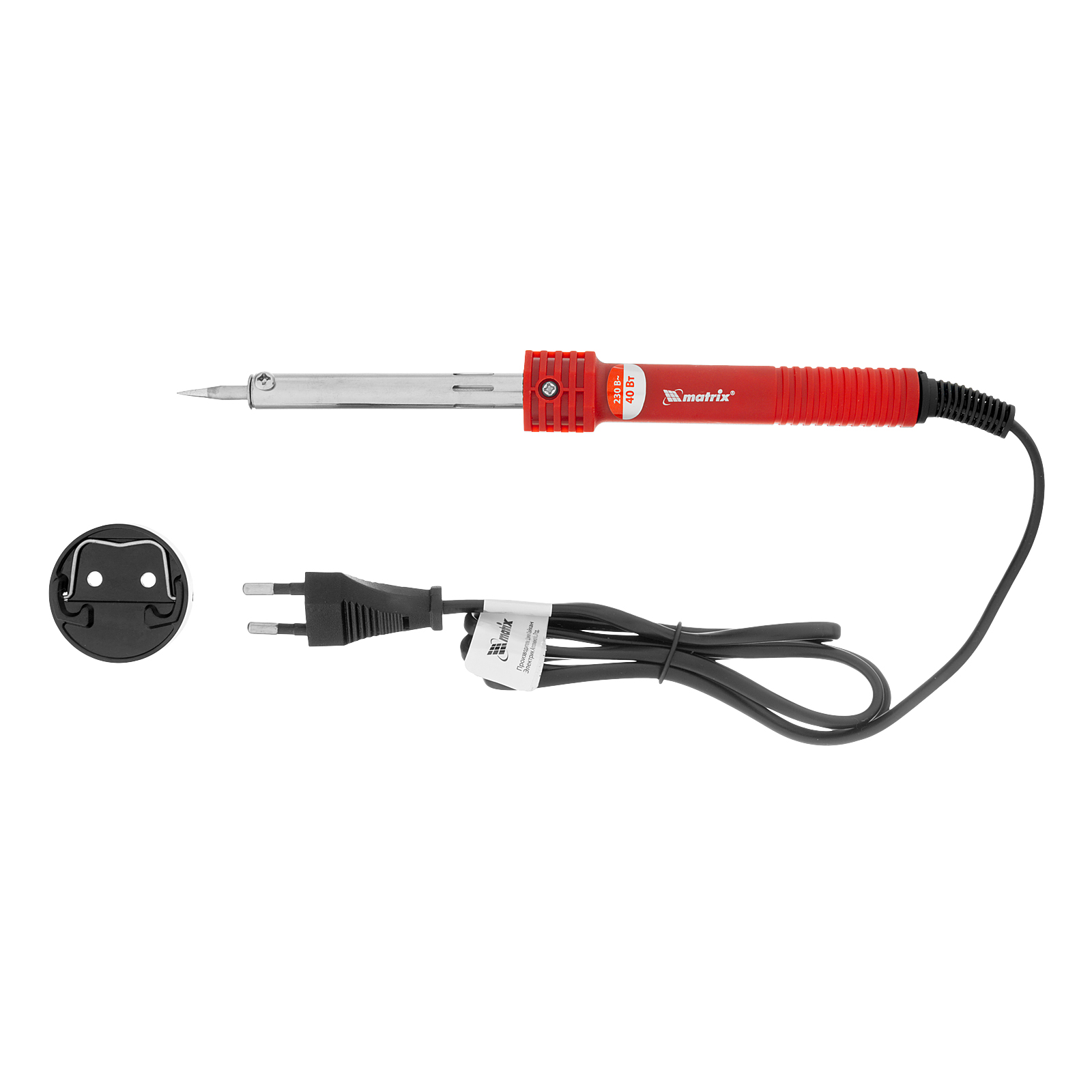 Паяльник, пластиковая рукоятка, медный наконечник с долговечным защитным покрытием, 220 В, 40 W Matrix (913004)