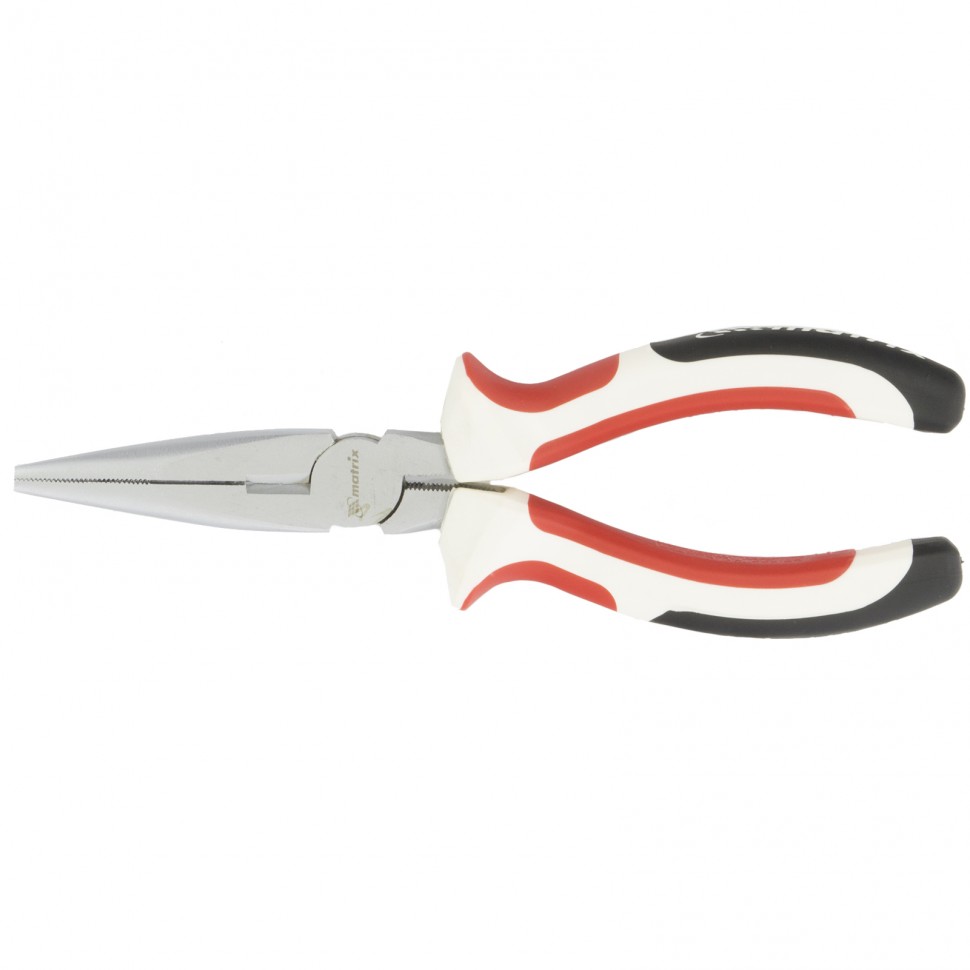 Длинногубцы прямые WHite Nickel, 160 мм, никелированные, трехкомпонентные рукоятки Matrix (17188)
