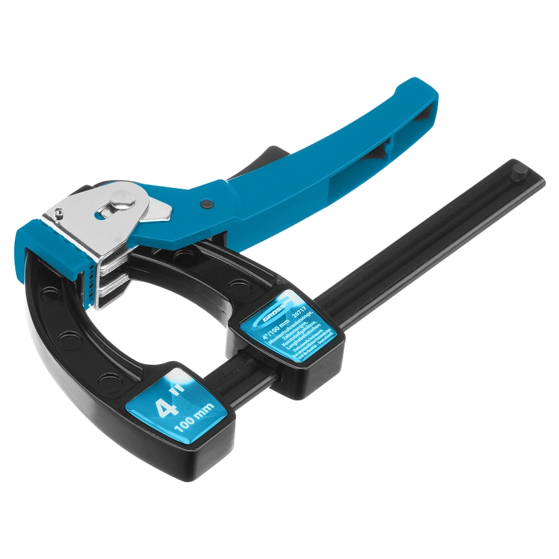 Струбцина реечная быстрозажимная 4, металлический корпус, рычажный храповой механизм, 100 мм Gross (20717)