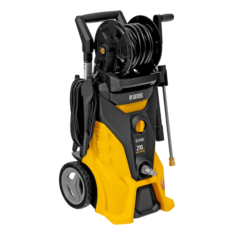 Моечная машина высокого давления R-210iD, 2600 Вт, 210 бар, 8.0 л/мин, асинхронный двигатель, барабан Denzel (58237)
