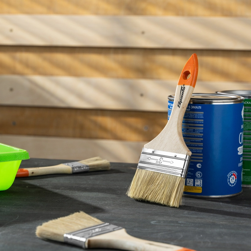 Кисть плоская Slimline 3" (75 мм) натуральная щетина, деревянная ручка Sparta (824405)