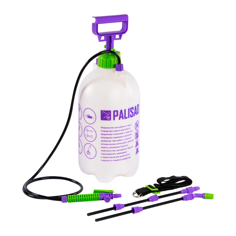 Опрыскиватель ручной, 7 л, с насосом, шлангом, разбрызгиватель Palisad (64750)