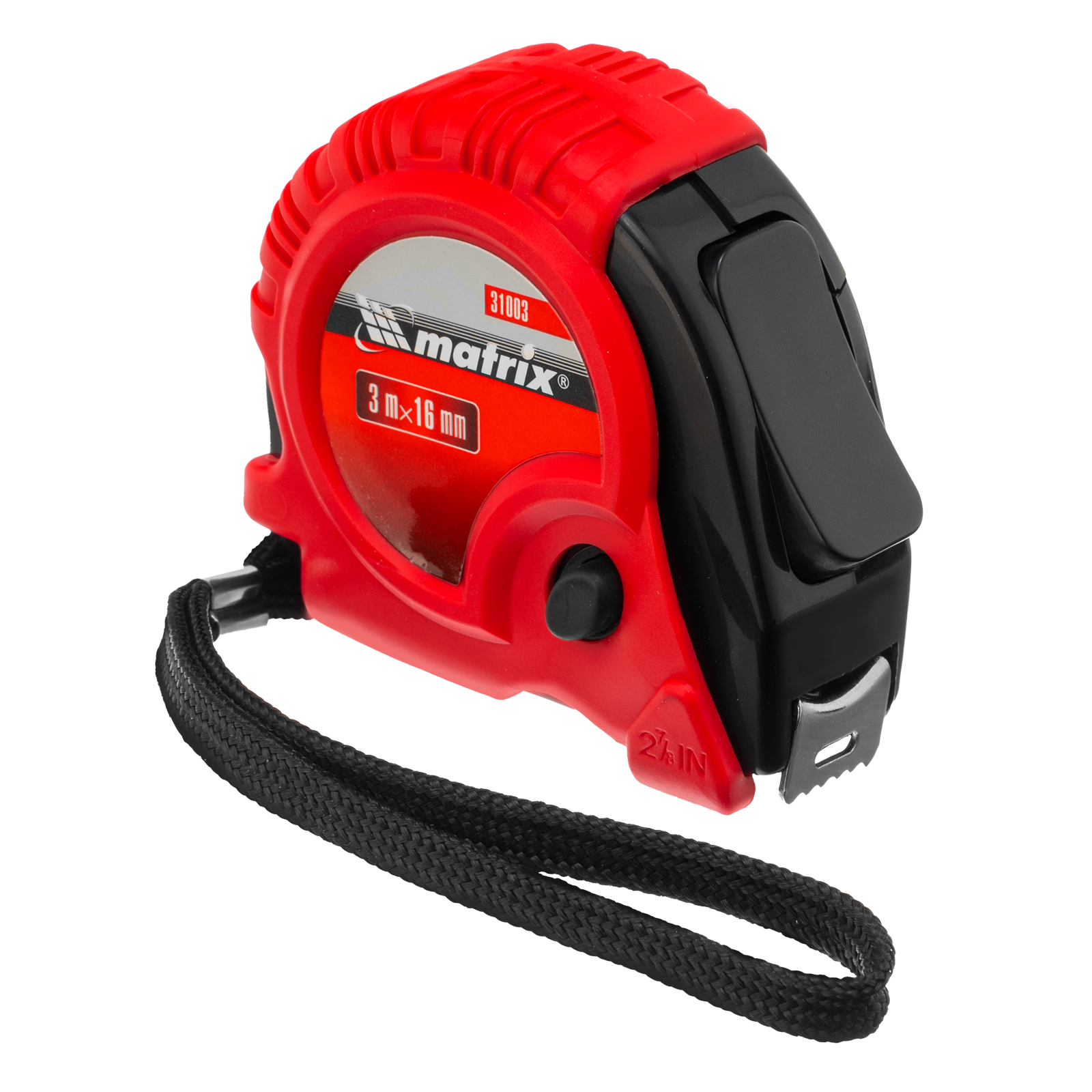 Рулетка Rubber,3 м х 16 мм,обрезиненный корпус Matrix (31003)