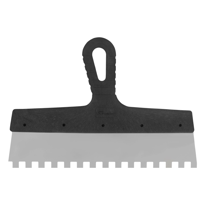 Шпатель из нержавеющей стали, 300 мм, зуб 10 х 10 мм, пластмассовая ручка Сибртех (85501)