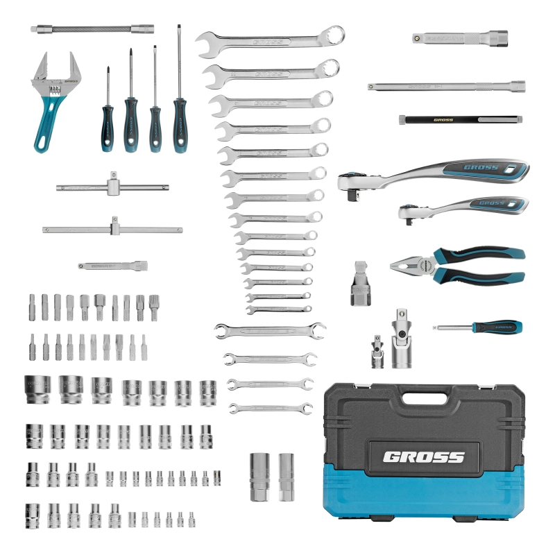 Набор инструментов, 1/4", 1/2", CrV, 120 зубьев, 101 предмет Gross (14151)