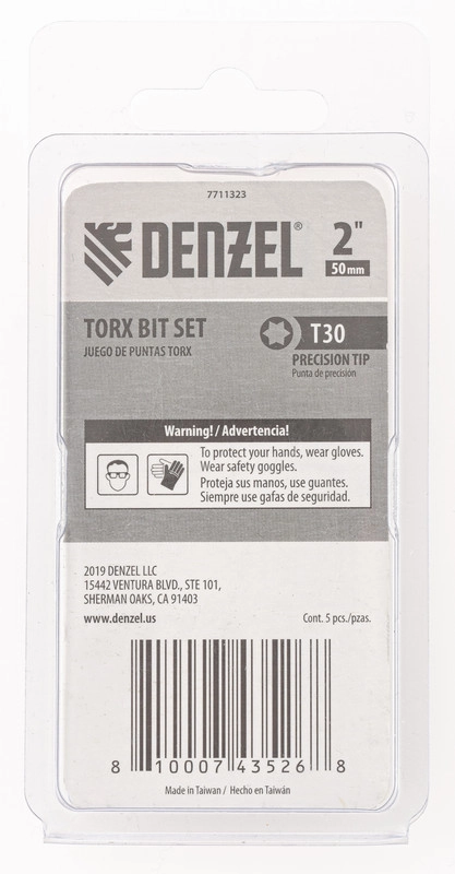 Бита T30x50, 5 шт. Denzel (7711323)