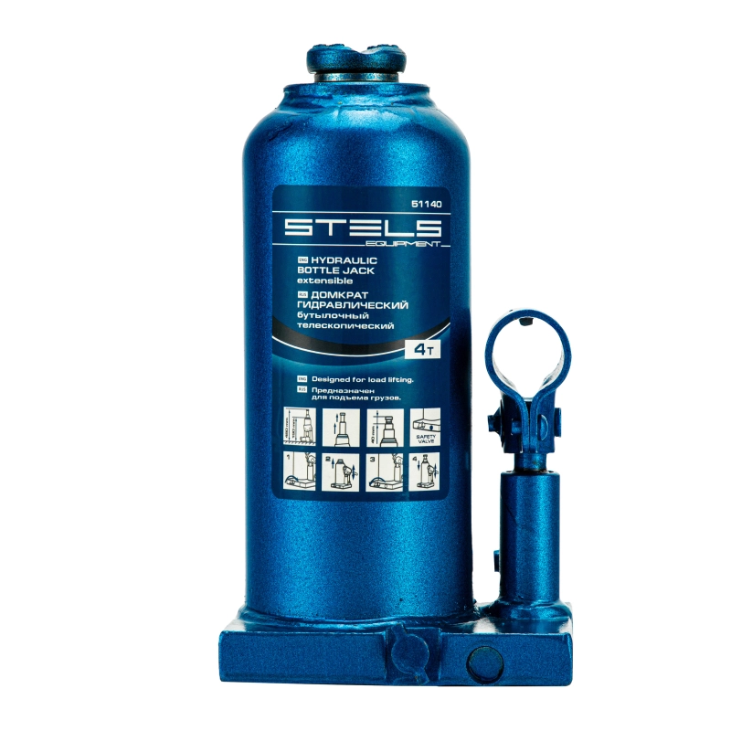 Домкрат гидравлический бутылочный телескопический, 4 т, h подъема 190-480 мм Stels (51140)