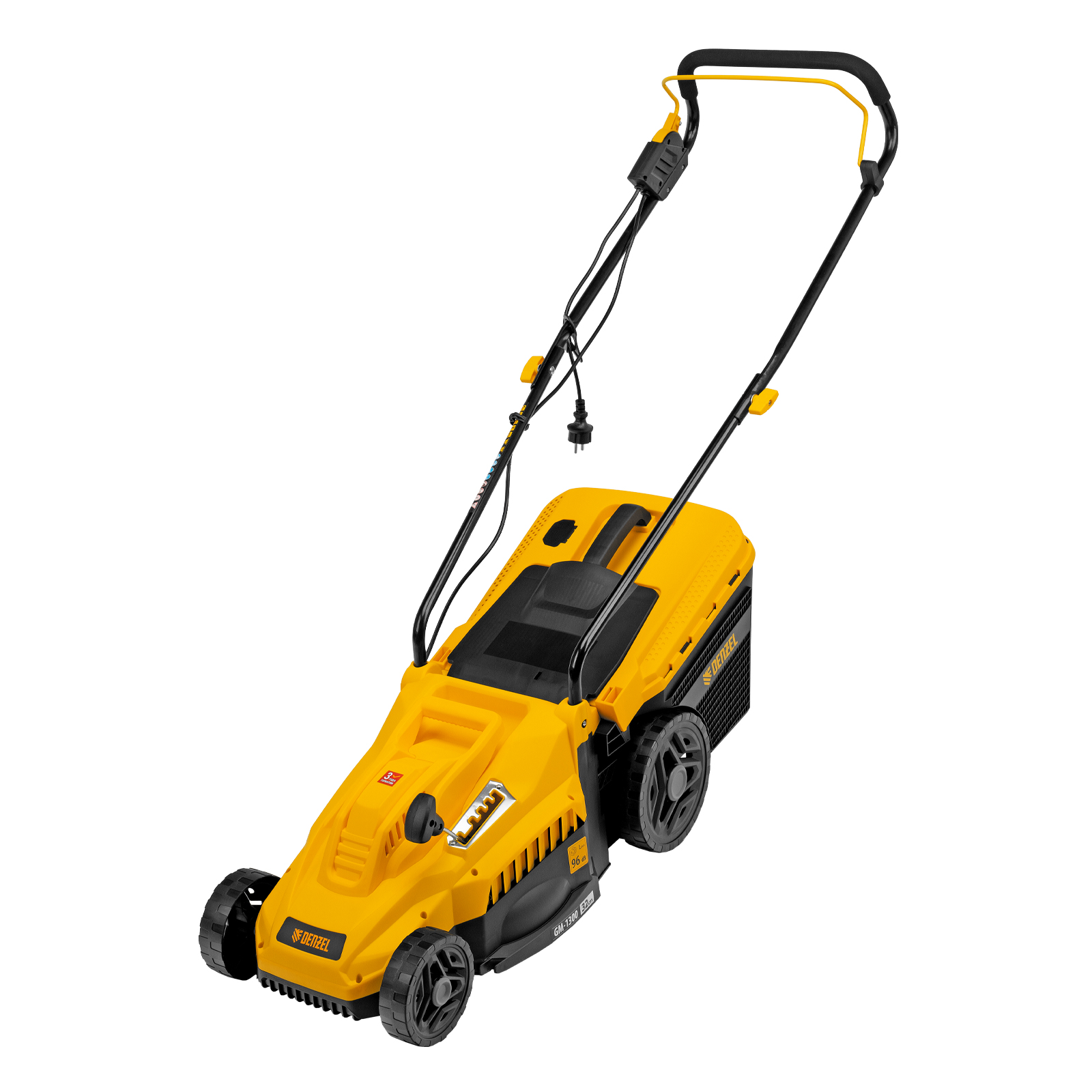 Газонокосилка электрическая GM-1300, 1300 Вт, шир. 32 см, 5 уров., травосб. 35 л Denzel (96627)