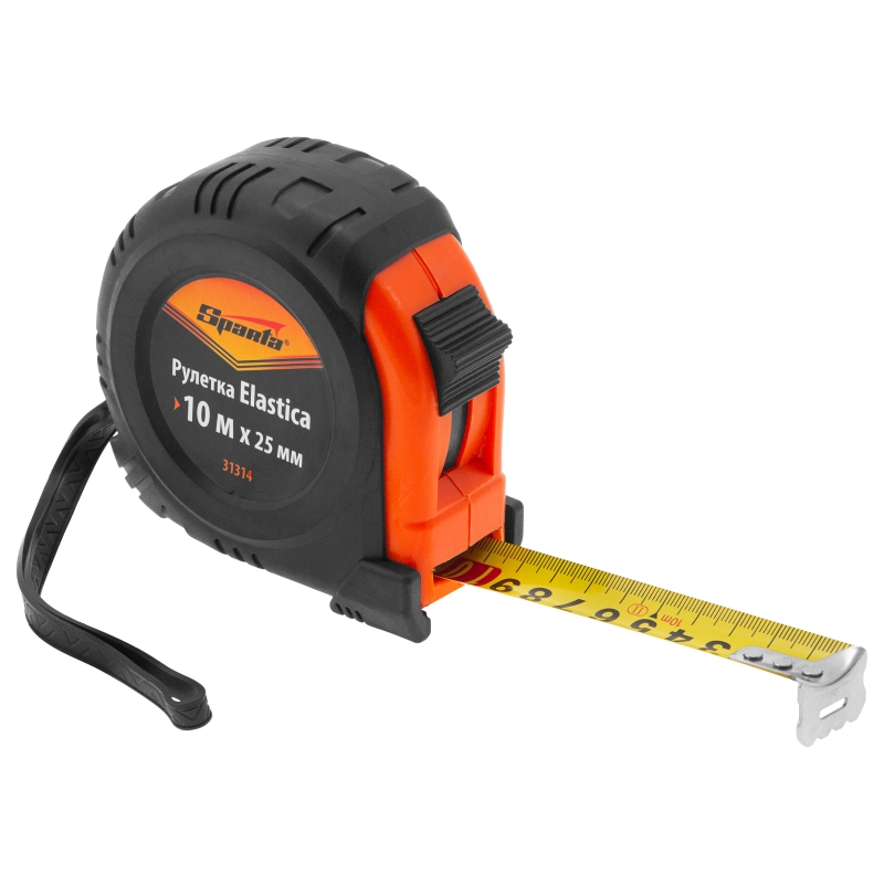 Рулетка Elastica,10 м х 25 мм,обрезиненный корпус Sparta (31314)