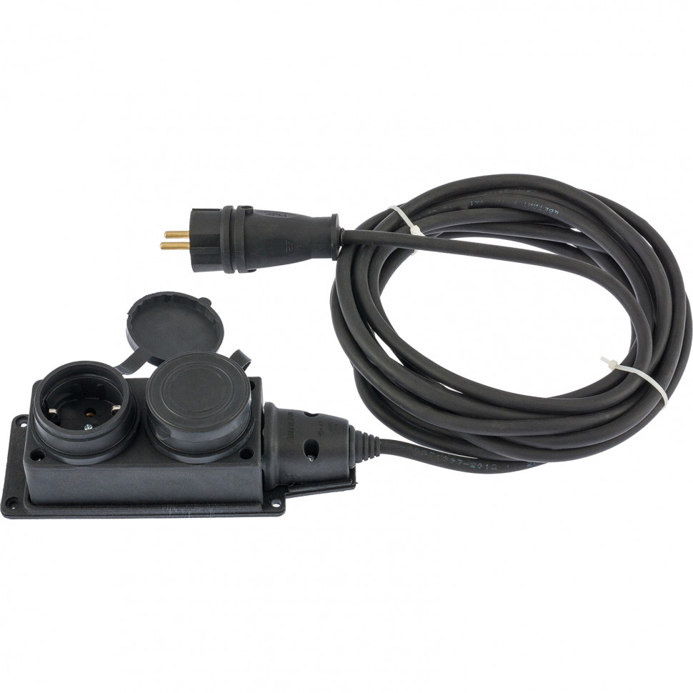 Удлинитель электрический силовой, 20 м, 2 розетки, КГ 3 х 1.5 мм, 16 А, тип УХЗ-16, Denzel (96021)