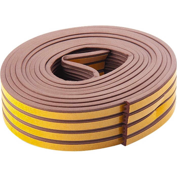 Уплотнитель, 12 м, профиль "E", коричневый Сибртех (93923)