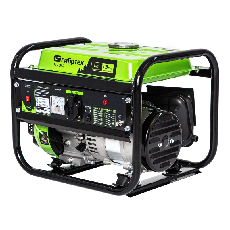 Генератор бензиновый БС-1200, 1 кВт, 230 В, четырехтактный, 5.5 л, ручной стартер Сибртех (94541)