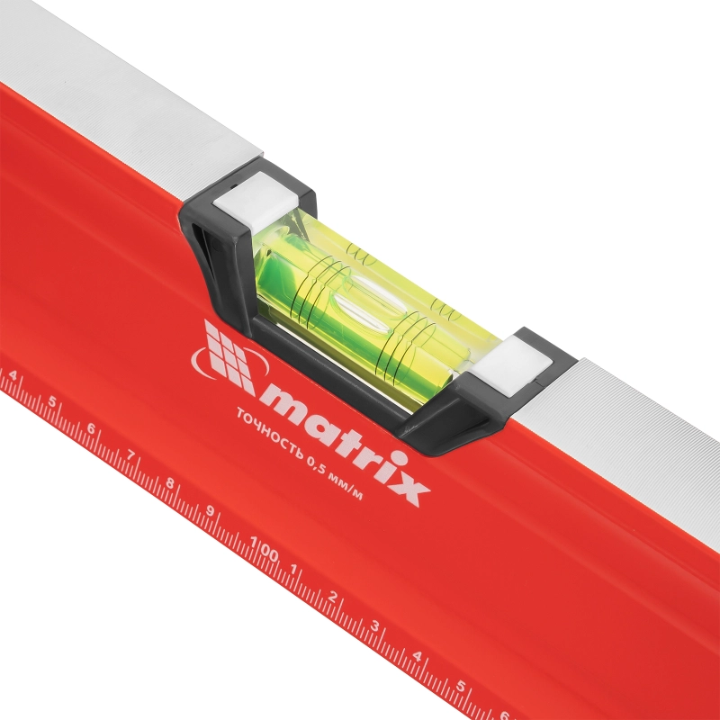 Уровень алюминиевый, магнит, фрезерованный, 3 глазка (1 зеркальный) двухкомпонентные рукоятки, 2000 мм Matrix (34736)