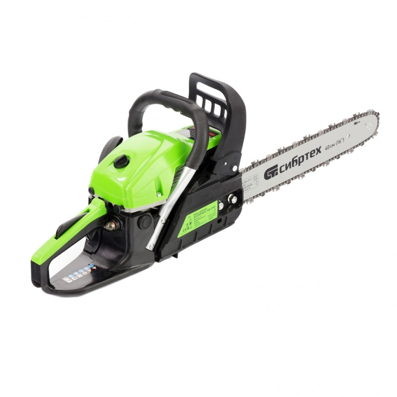 Пила цепная бензиновая ПЦБ-4540, шина 40 см, 45 см3, 2.9 л.с, шаг 0.325, паз 1.5 мм, 64 звена Сибртех (95202)