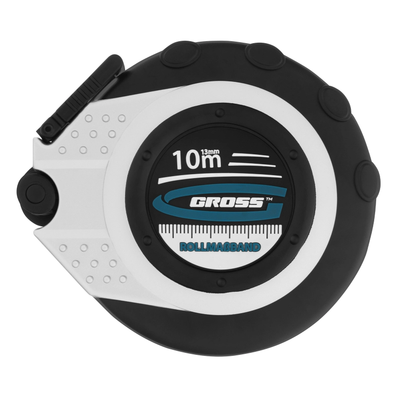 Рулетка геодезическая 10 м х 13 мм, закрытый корпус, металлическая лента, нейлон Gross (31250)