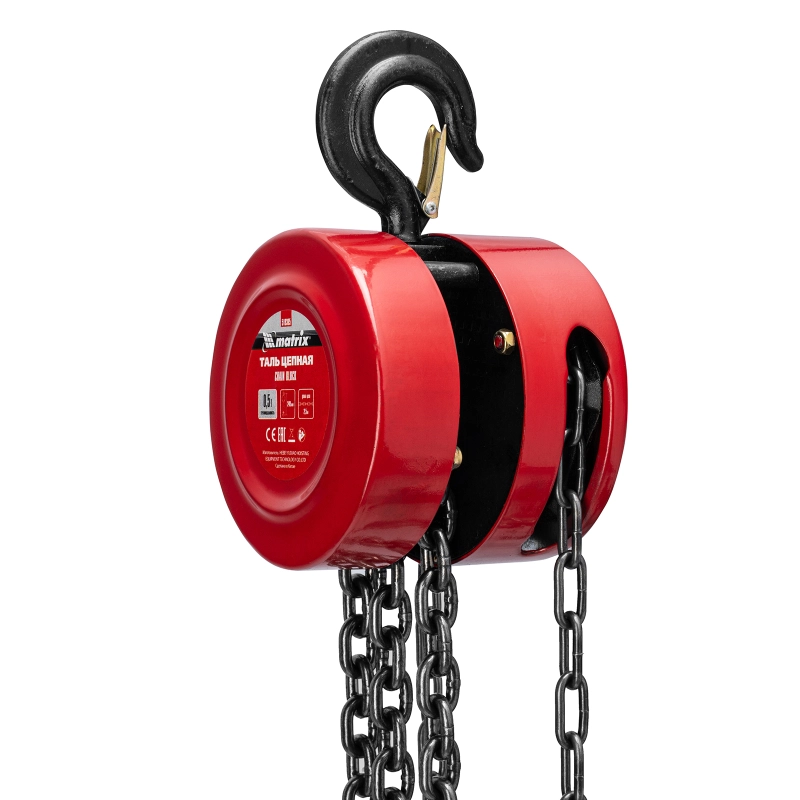 Таль цепная, 0.5 т, H подъема 2.5 м, расстояние между крюками 240 мм Matrix (519305)