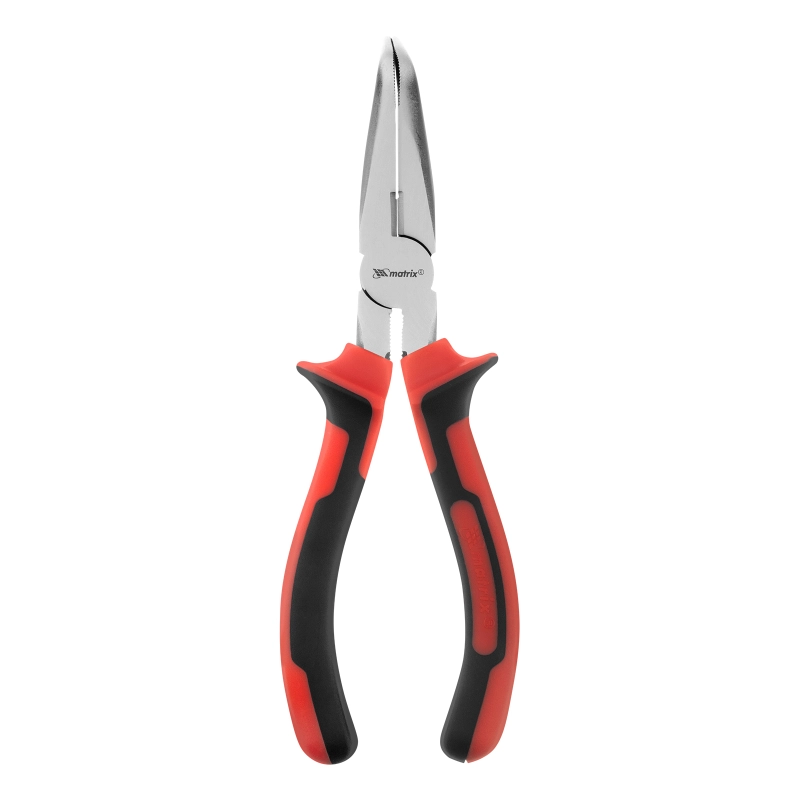 Длинногубцы изогнутые Nickel, 200 мм, никелированные, двухкомпонентные рукоятки Matrix (17424)