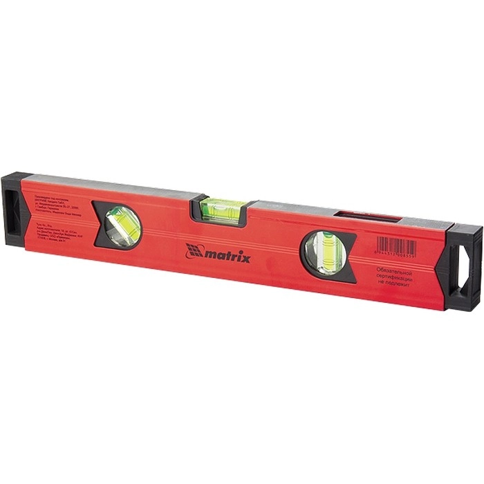 Уровень алюминиевый магнитный, 2000 мм, фрезерованный, 3 глазка (1 зеркальный) усиленный Matrix (34720)