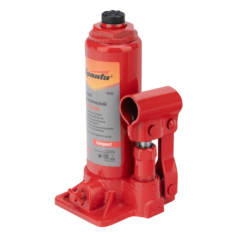 Домкрат гидравлический бутылочный 3т, h подъема 180-320 мм Sparta Compact (50332)