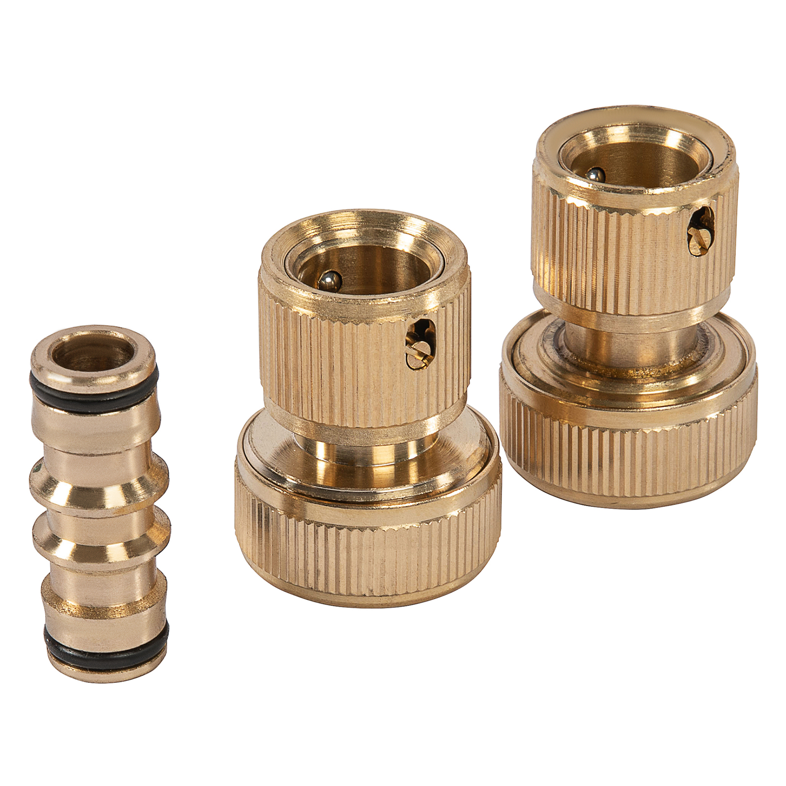 Набор для соединения шлангов 3/4, переходник, 2 соединителя, аквастоп, латунный Palisad (66211)