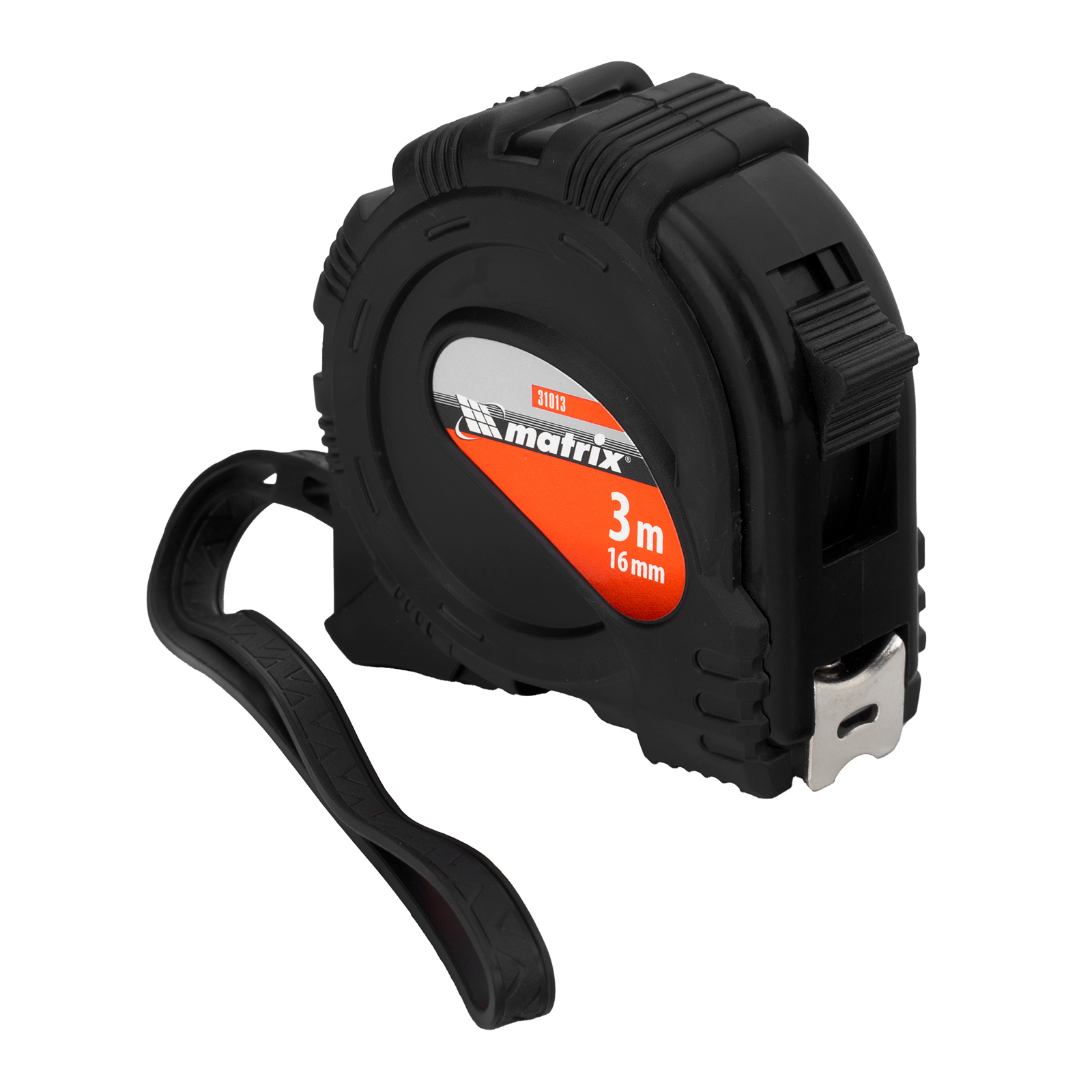 Рулетка Black,3 м х 16 мм,обрезиненный корпус Matrix (31013)
