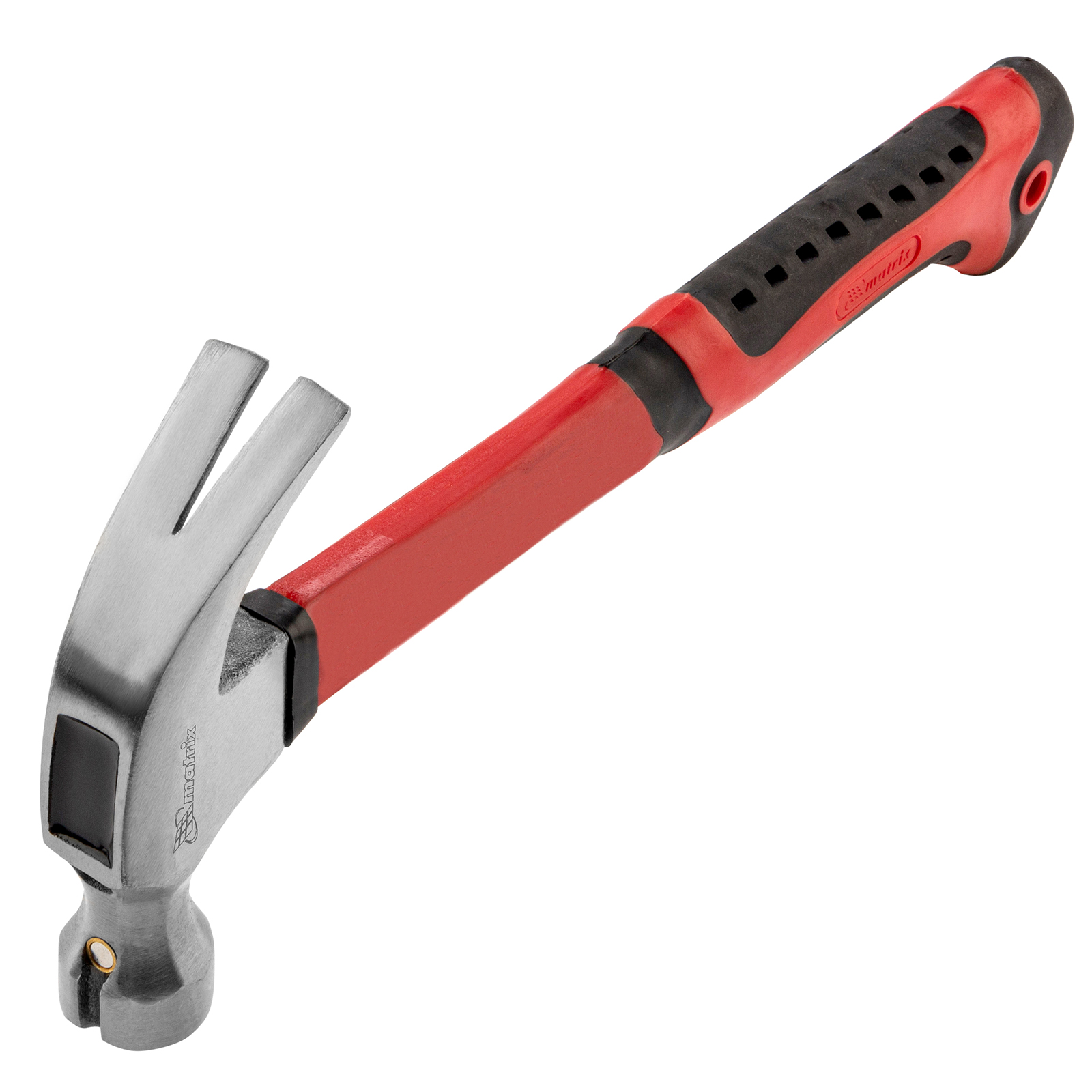 Молоток-гвоздодер, 450 г, боек c магнитом, фибергласовая обрезиненная рукоятка Matrix (10446)