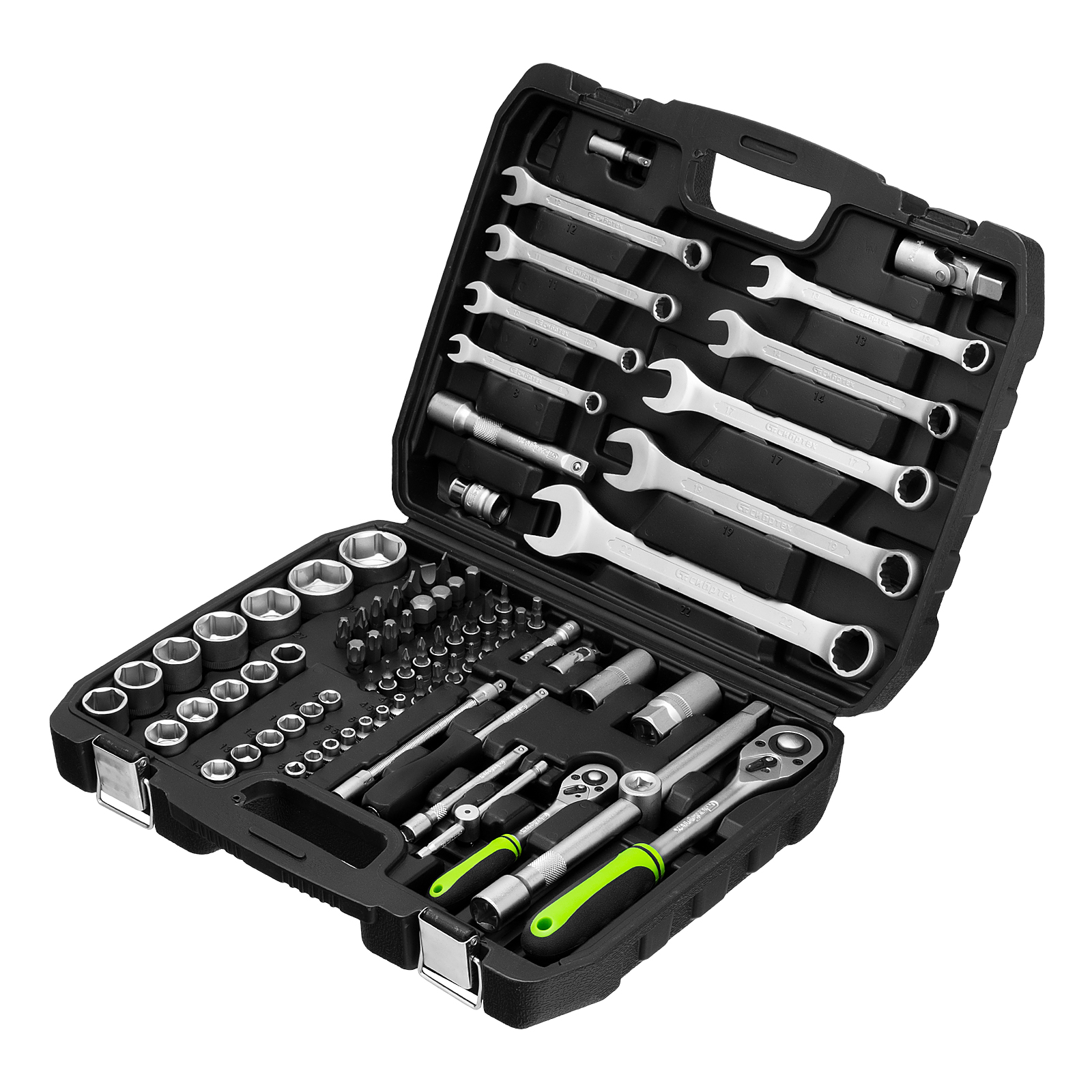 Набор инструмента, 1/2", 1/4", пластиковый кейс, 83 предмета Сибртех (13500)