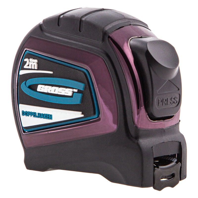 Рулетка "Doppelhaken",2 м x 16 мм,односторонний зацеп,Нейлон,двусторонняя шкала,автоматическая фиксация Gross (31121)