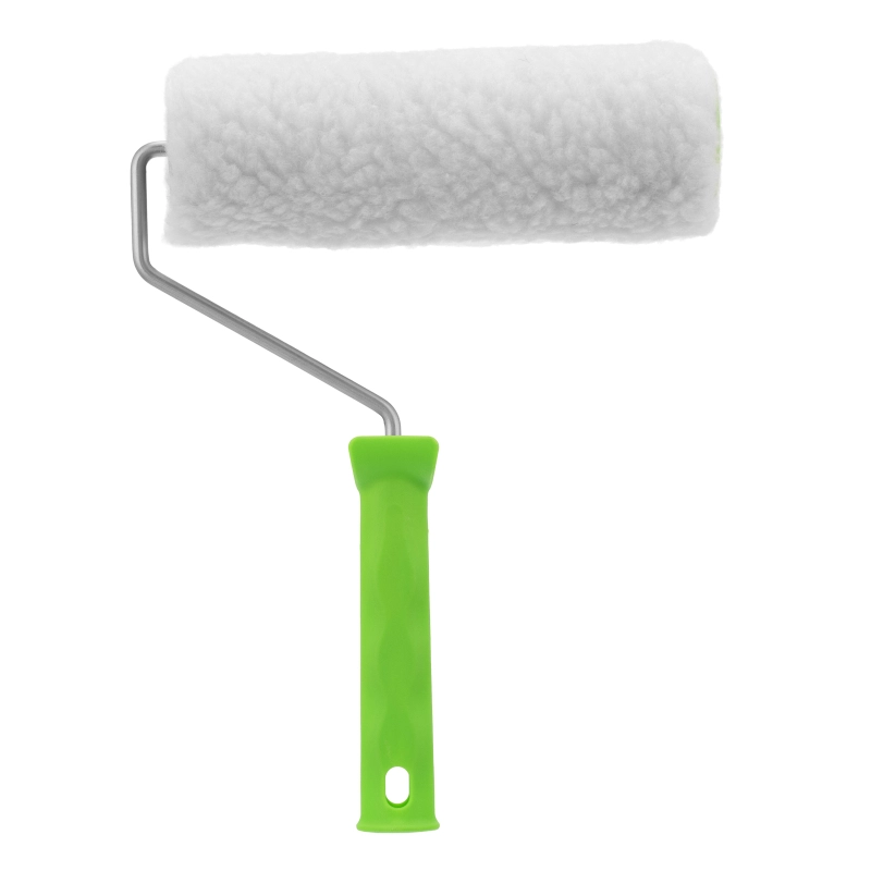 Валик с натуральным мехом, с ручкой, 200 мм, ворс 12 мм, D 48 мм, D ручки 6 мм, Сибртех (80123)