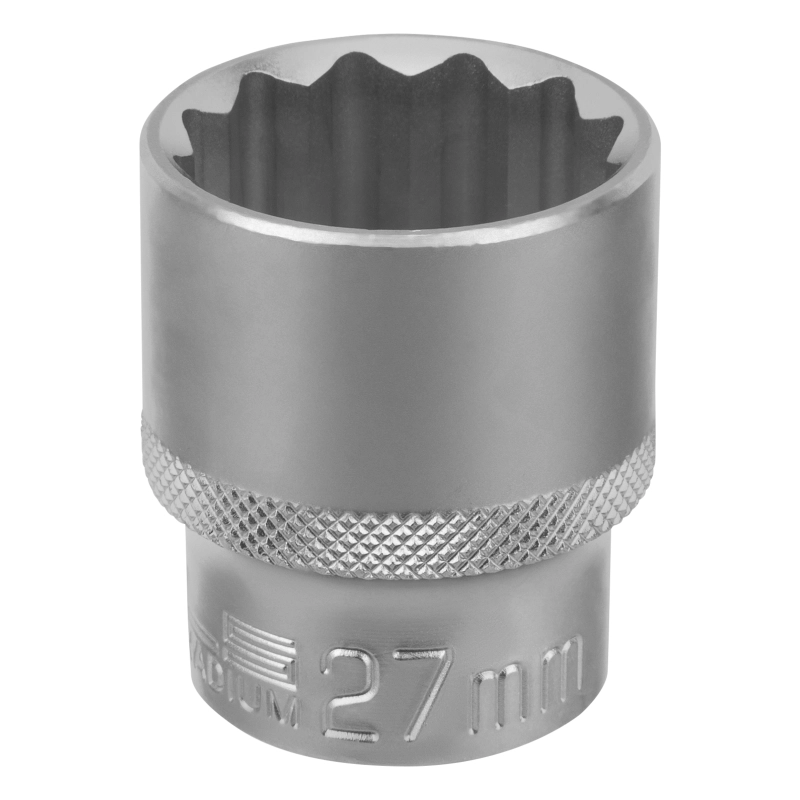 Головка торцевая, 27 мм, двенадцатигранная, CrV, под квадрат 1/2, хромированная Stels (13671)