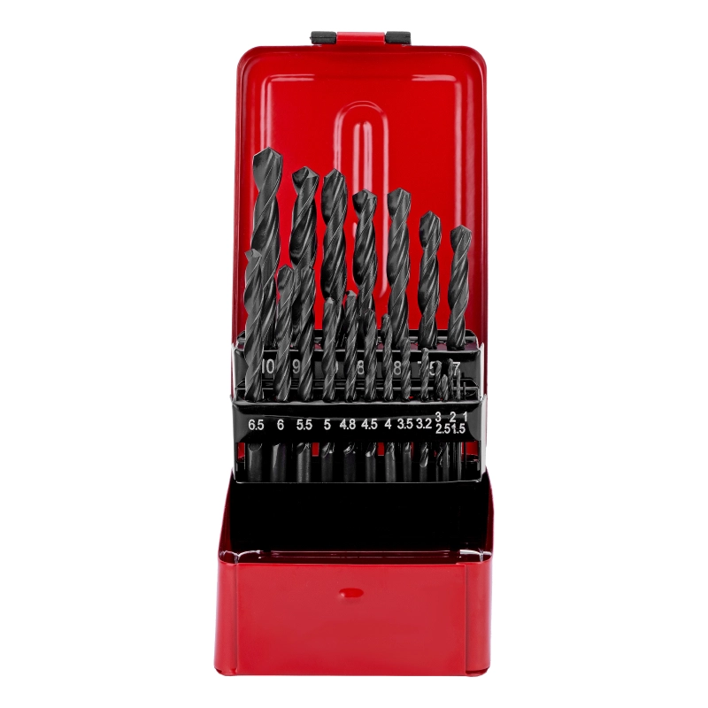 Набор сверл по металлу, 1-10 мм, (через 0.5 мм +3.2 и 4.8 мм) HSS 21 шт, металлический бокс, цилиндрический хвостовик Sparta (723755)