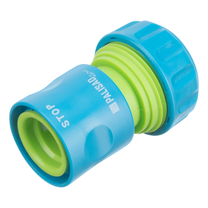 Соединитель пластмассовый, быстросъемный для шланга 3/4, аквастоп, однокомпонентный Palisad Luxe (66259)