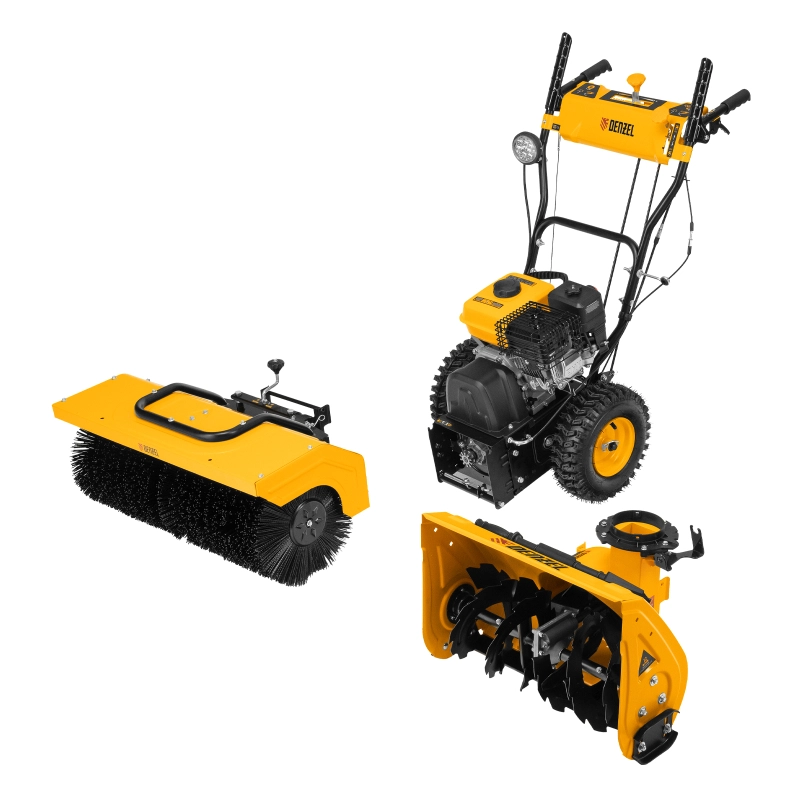 Гибридная снегоуборочная машина с функц. подметания SWB-800, 212 сс, руч. старт, 2 насадки// Denzel (97662)
