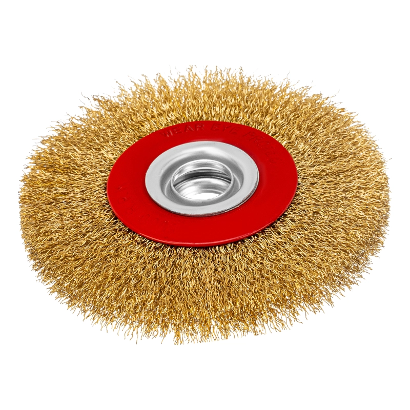 Щетка для точила, 125 мм, посадка 20 мм, плоская, латунированная витая проволока Matrix (74659)