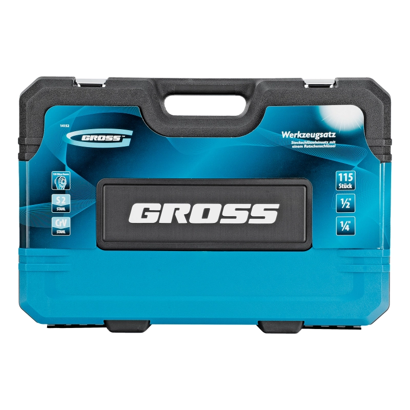 Набор инструментов, 1/4", 1/2", CrV, 120 зубьев, 115 предметов Gross (14152)
