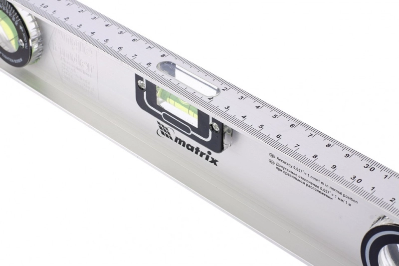 Уровень алюминиевый "Рельс", 400 мм, 3 глазка (1 поворотный) Matrix (34020)